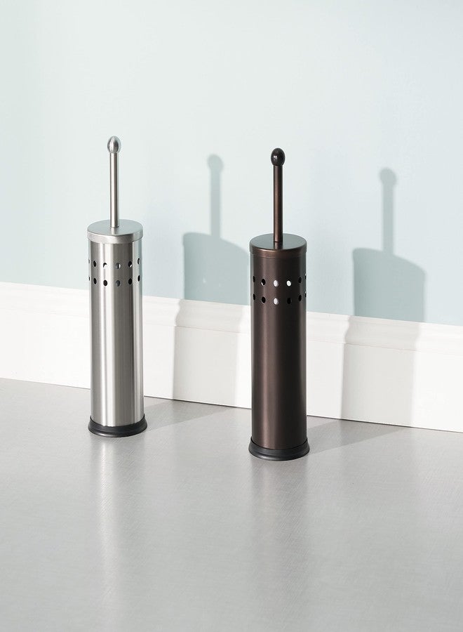 Home Basics Vented Toilet Brush Set, By Home Basics | Stainless Steel Toilet Bowl Brush And Holder | Holders For Bathrooms | Modern and Contemporary Toilet Brush Caddy - Image 5