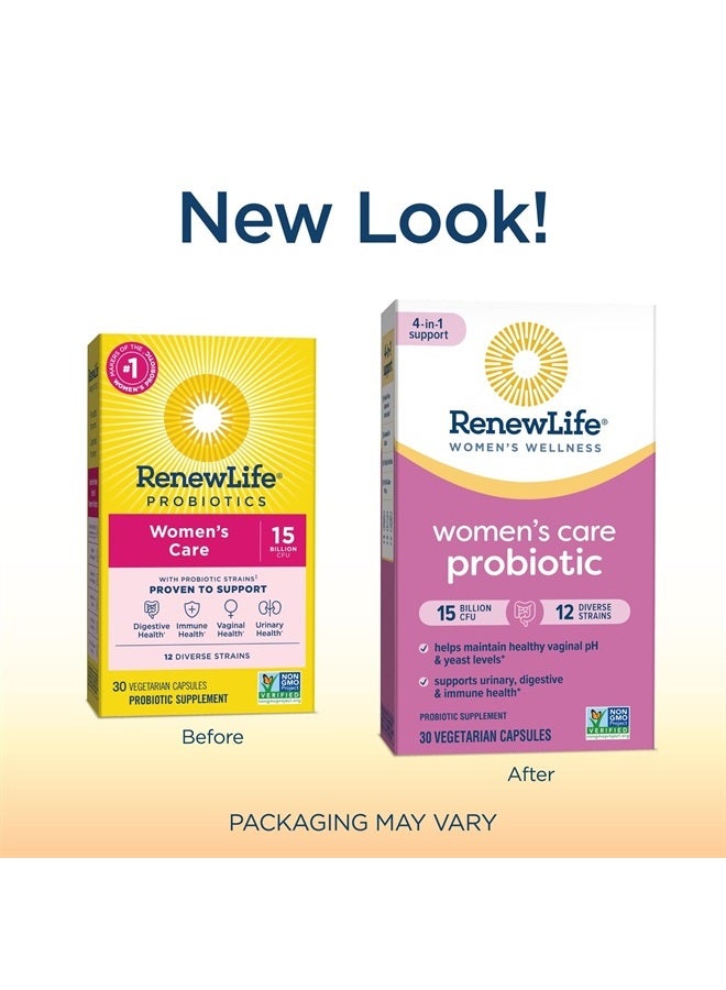 Renew Life بروبيوتيك للنساء، 15 مليار وحدة تشكيل مستعمرات مضمونة، مكمل بروبيوتيك لصحة الجهاز الهضمي، المهبلية والمناعة، مستقر على الرف، خالي من الصويا، الألبان والجلوتين، 30 كبسولة - Image 2