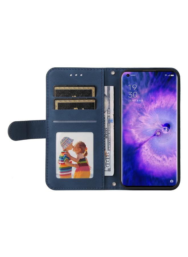 اس-توب جراب لهاتف OPPO Find X5 Pro مصنوع من الجلد مع أزرار معدنية وشجرة الحياة - Image 4