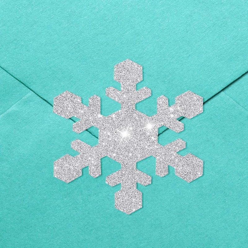 Pajean 240 Pieces Christmas Envelope Seal Stickers  Glitter Snowflake Invitation Seals Xmas Decals for Mail Silver - Image 1