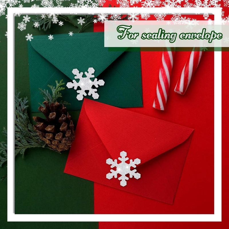 Pajean 240 Pieces Christmas Envelope Seal Stickers  Glitter Snowflake Invitation Seals Xmas Decals for Mail Silver - Image 3