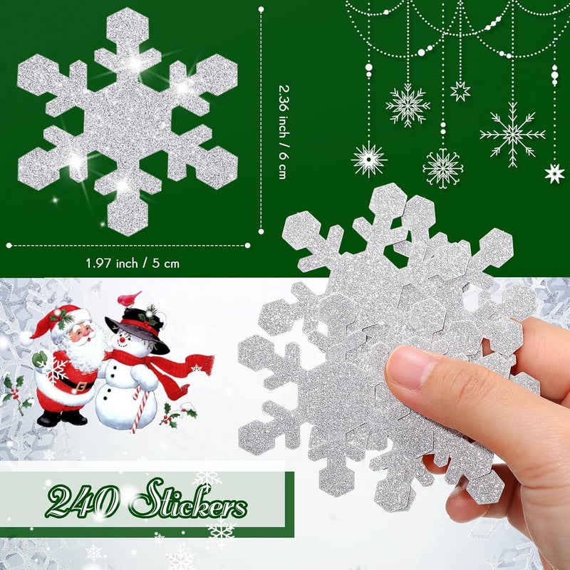 Pajean 240 Pieces Christmas Envelope Seal Stickers  Glitter Snowflake Invitation Seals Xmas Decals for Mail Silver - Image 2