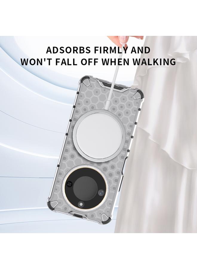 Green Tiger Case For Honor X60 Pro 5G Honeycomb Magnetic Ring Shockproof Phone Case - Image 3