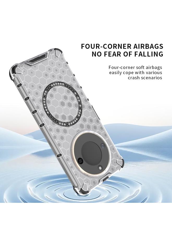 Green Tiger Case For Honor X60 Pro 5G Honeycomb Magnetic Ring Shockproof Phone Case - Image 4