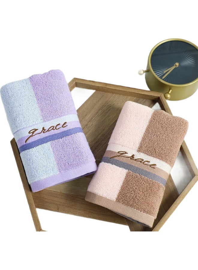 Grace A-Class Long-Staple Cotton Towels, 2-Pack, Thickened, Antibacterial, Soft, Highly Absorbent, For Bathing And Face Washing, Extra Large Face Towels, 110G/Piece - Image 2