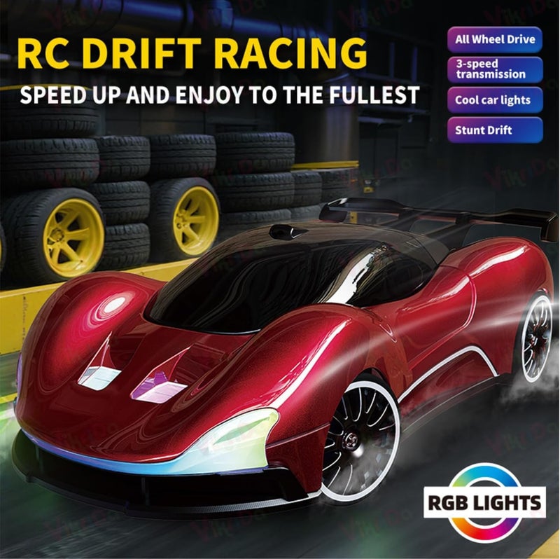 VikriDA 1:20 Scale RC Drift Car – 4WD Racing Car with 2.4GHz, LED Lights, High-Speed Sport Drift Wheels - Assorted - Image 5