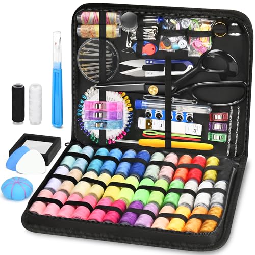 SUTQIGUI Sewing Kit for Adults with Heavy Duty Fabric Scissors, 241 Pcs Newly Upgraded Hand Travel Sewing Kit Professional Needle and Thread Kit, Portable Sewing Supplies for Travel Home Beginners - Image 1