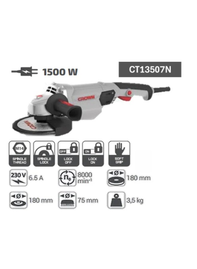 CROWN CT13507N--B3 7" 1500Watt Angle grinder 7Inch - Image 2