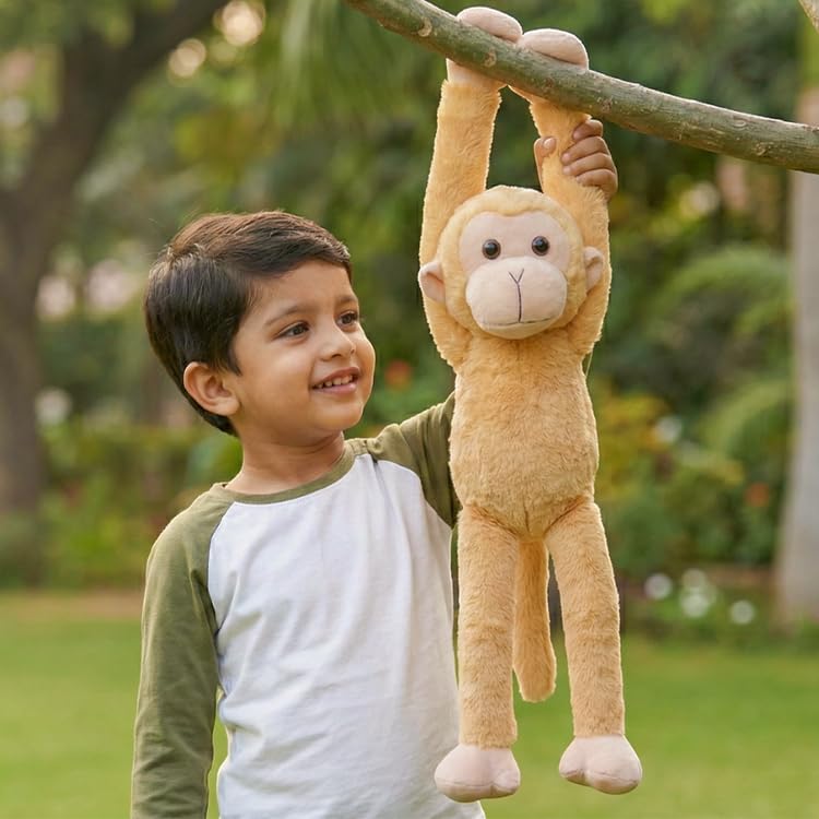 Mirada Adorable Brown Hanging Monkey Soft Plush Toy – Long Arm Stuffed Animal for Kids | Cute Jungle Theme Gift for Boys & Girls | 40cm - Image 1