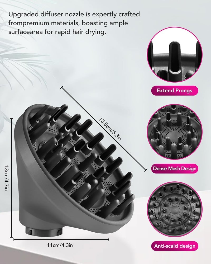 TOSAGE [2024 Latest Model] Portable Hair Diffuser Attachment Convertible to Hair Dryer Compatible with Dyson Airwrap HS05, HS03, HS01 Grey - Image 5