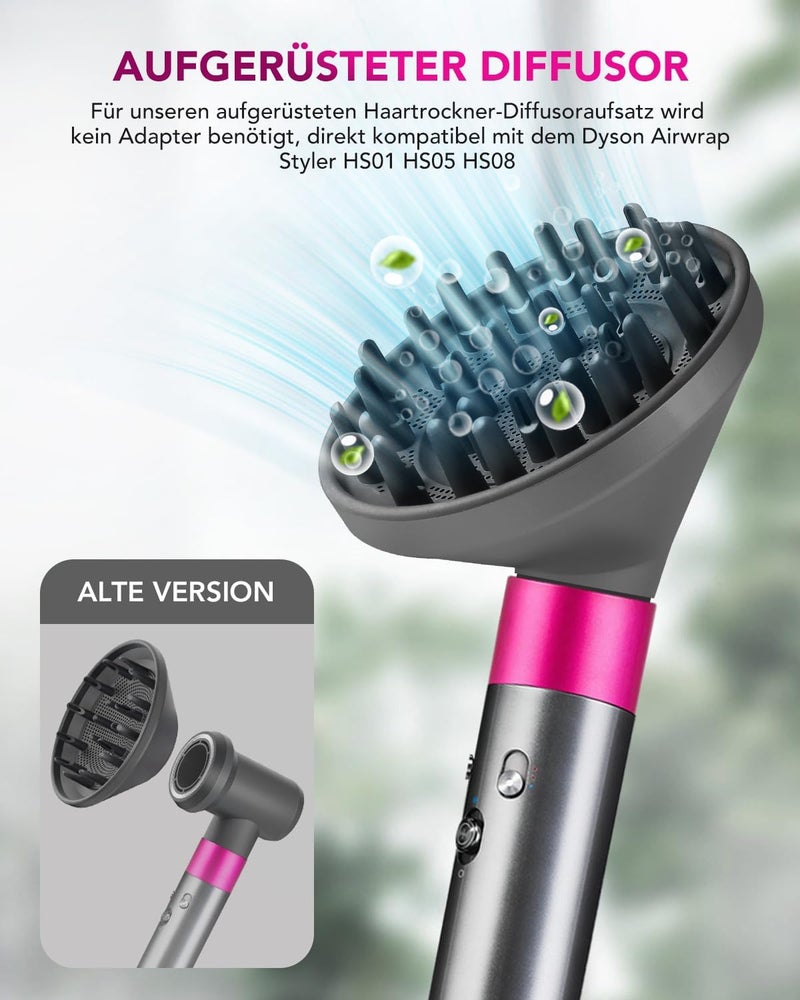 TOSAGE [2024 Latest Model] Portable Hair Diffuser Attachment Convertible to Hair Dryer Compatible with Dyson Airwrap HS05, HS03, HS01 Grey - Image 2