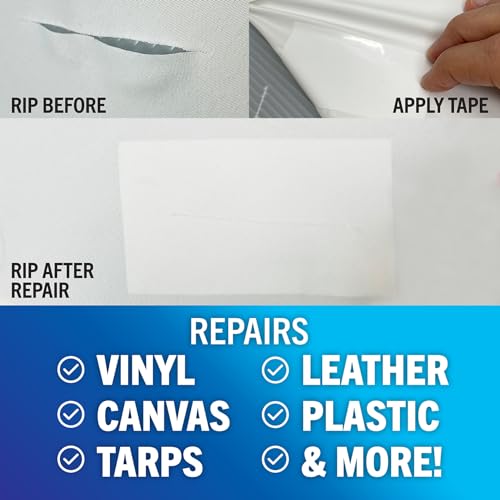 Better Boat شريط إصلاح لأغطية القوارب القماشية، خيام القماش، المخيمات القابلة للنفخ، مظلات RV، الأقمشة، الأغطية، قمم بيميني، الأشرعة، مجموعة إصلاح مرتبة الهواء، 30 قدم × 3 بوصة، فينيل أبيض ثقيل مقاوم للماء - Image 3