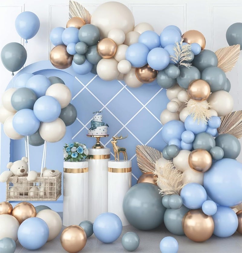 YOURS DECOR Balloon Decoration Kit - 72 Pcs Sand White, Pastel Blue & Dusty Blue Balloons for Birthday, Weddings, Anniversary & New Year Events Garland Set | Birthday Decoration Items for Kids & Adult - Image 1