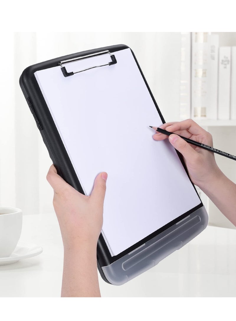 Excefore Plastic Clipboard with Storage, All-in-One Clipboard with Storage, Nursing Clipboard Folder with Pen Holder, Plastic Clipboard with Low Profile Clip, 14 x 9.6 x 1.2 Inches(Black) - Image 2