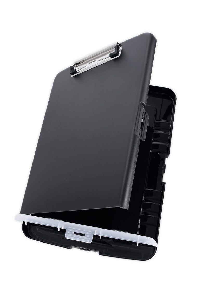 Excefore Plastic Clipboard with Storage, All-in-One Clipboard with Storage, Nursing Clipboard Folder with Pen Holder, Plastic Clipboard with Low Profile Clip, 14 x 9.6 x 1.2 Inches(Black) - Image 1