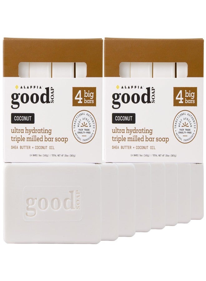 Alaffia Good Soap Coconut 2-Pack (8 Bars) – Long-Lasting, Triple-Milled with Fair Trade Shea Butter - Image 1