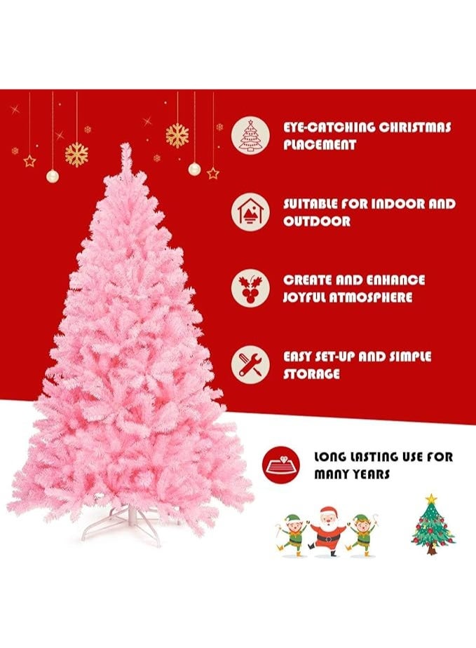 NIBEMINENT Christmas Tree 7FT Pink Christmas Tree Artificial Christmas Pine Tree Holiday Party Decoration for Home - Image 4