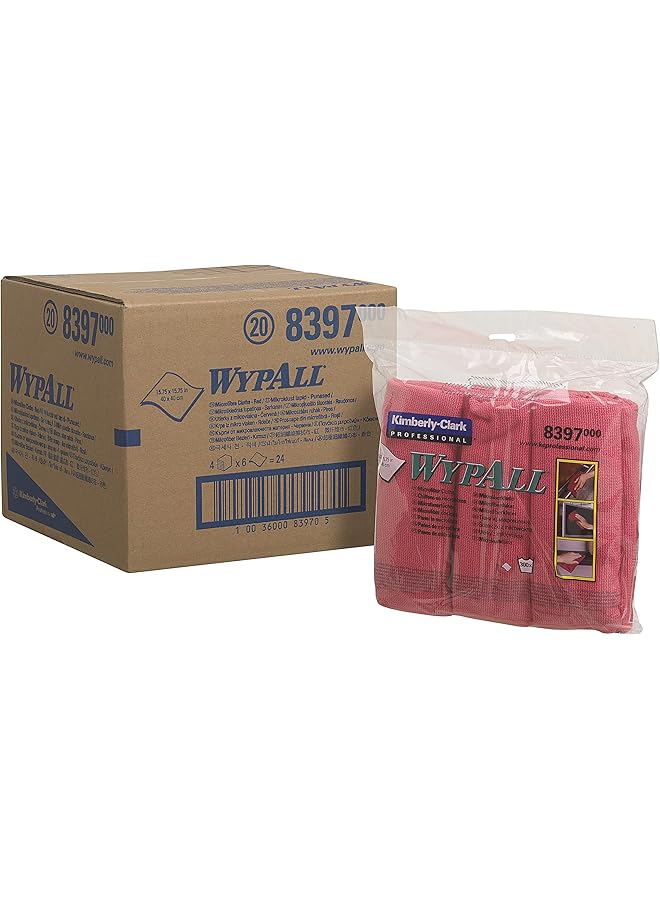 WypAll Wypall Microban Microfiber Cloth 6-Pieces Set, Red - Image 1