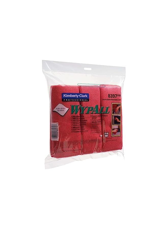 WypAll Wypall Microban Microfiber Cloth 6-Pieces Set, Red - Image 2
