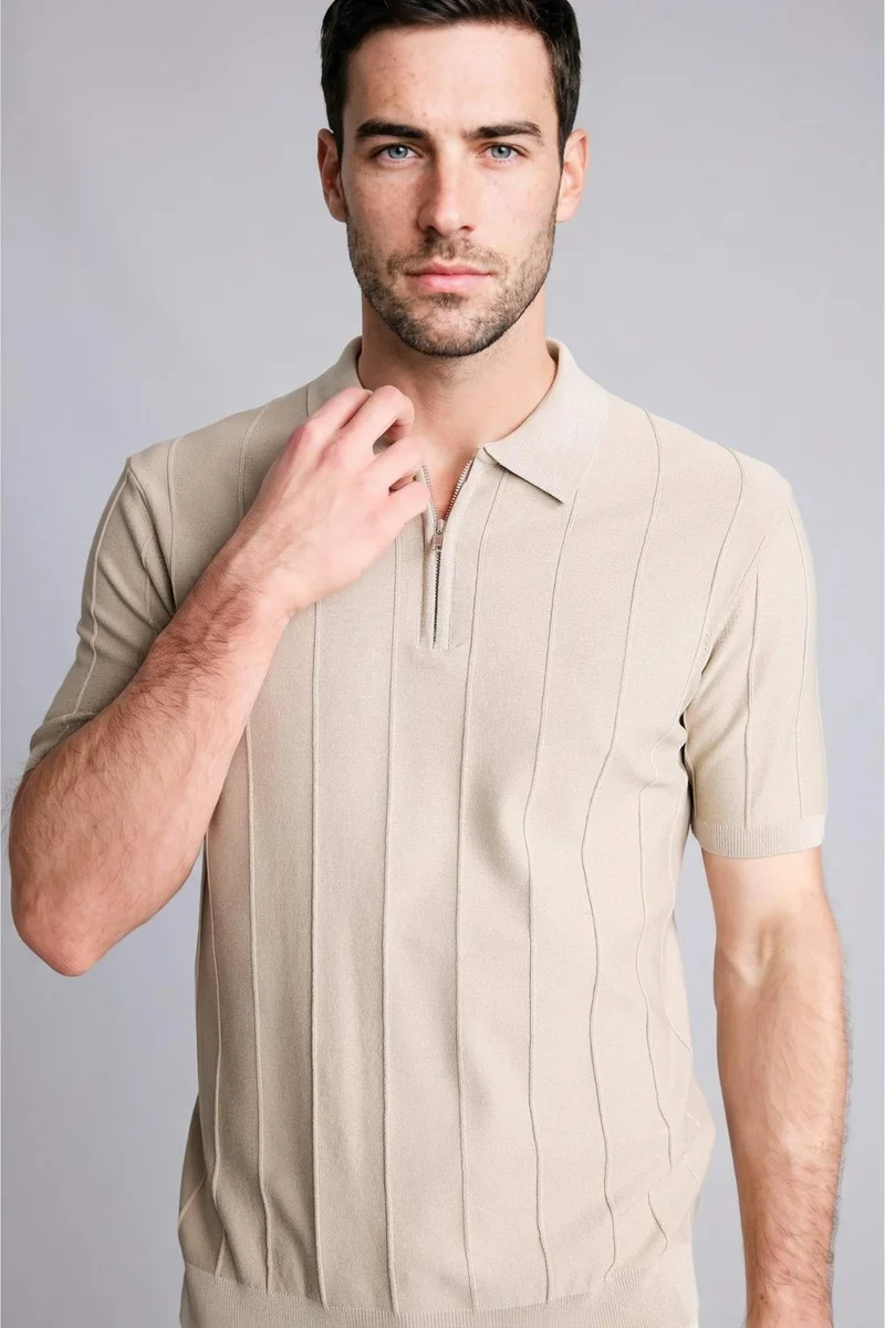 DeFacto Standard Fit Polo Collar Knitwear Short Sleeve Polo T-Shirt