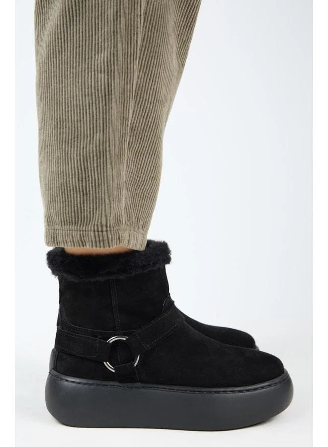 Manijero  Caterina Women's Real Leather With Fur Lining Strap Black Boot. for Women | Best Price UAE