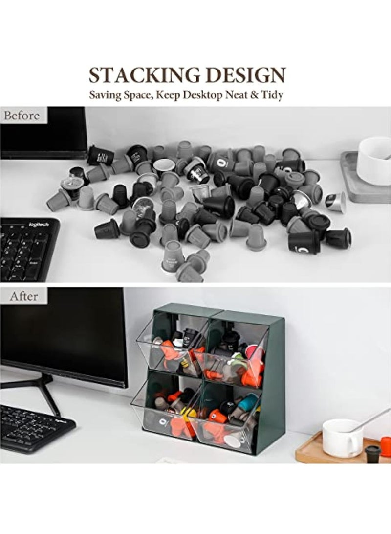 Arabest Plastic Pod Holder and Organizer for K-Cups, Tea Bags, Creamer, Sugar - Clear Coffee Station for Home Offices (Green / 2 Pack)  - Image 3