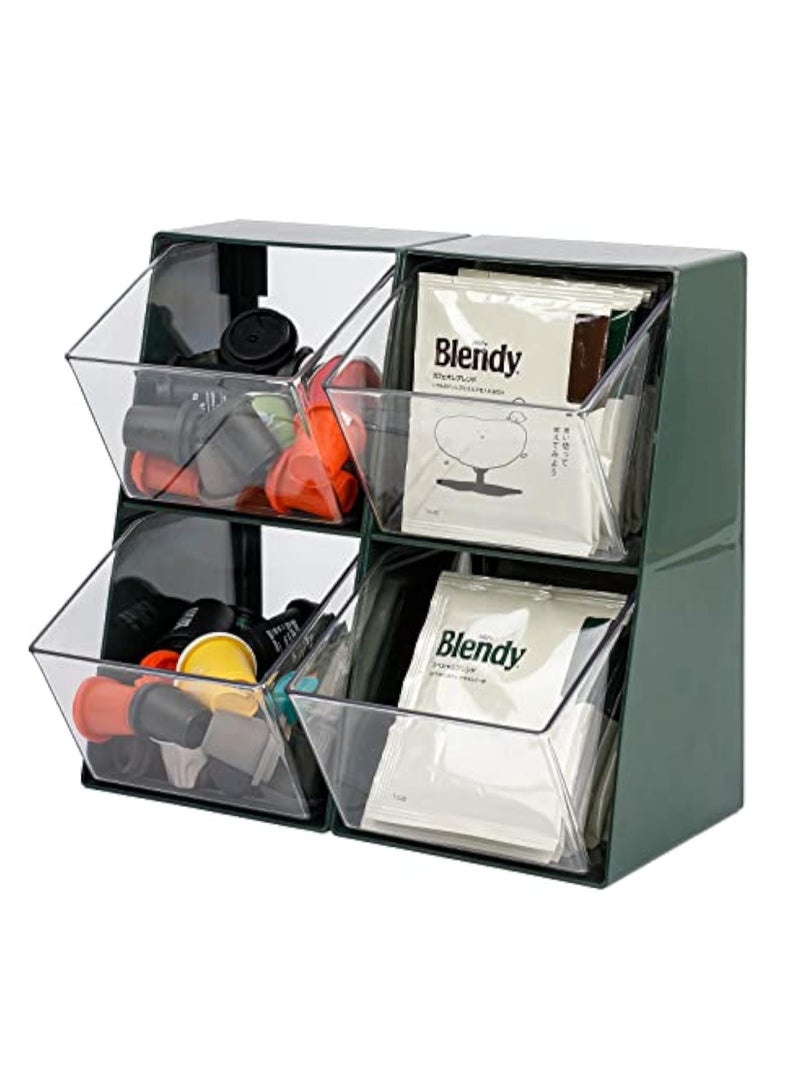 Arabest Plastic Pod Holder and Organizer for K-Cups, Tea Bags, Creamer, Sugar - Clear Coffee Station for Home Offices (Green / 2 Pack)  - Image 1
