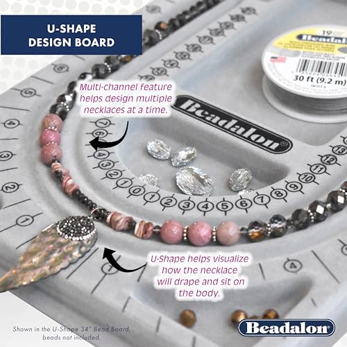 Beadalon 34" Bead Board with Case – Flocked, Anti-Roll Bead Tray with Cover – Ideal Jewelry Design Tool for Crafters, DIYers, Bracelet Making – Measurements in Inches & cm - Image 3