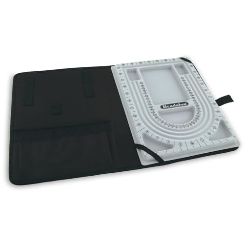 Beadalon 34" Bead Board with Case – Flocked, Anti-Roll Bead Tray with Cover – Ideal Jewelry Design Tool for Crafters, DIYers, Bracelet Making – Measurements in Inches & cm - Image 1