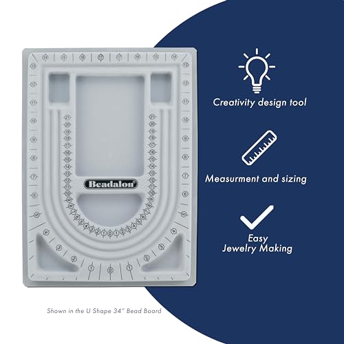 Beadalon 34" Bead Board with Case – Flocked, Anti-Roll Bead Tray with Cover – Ideal Jewelry Design Tool for Crafters, DIYers, Bracelet Making – Measurements in Inches & cm - Image 2