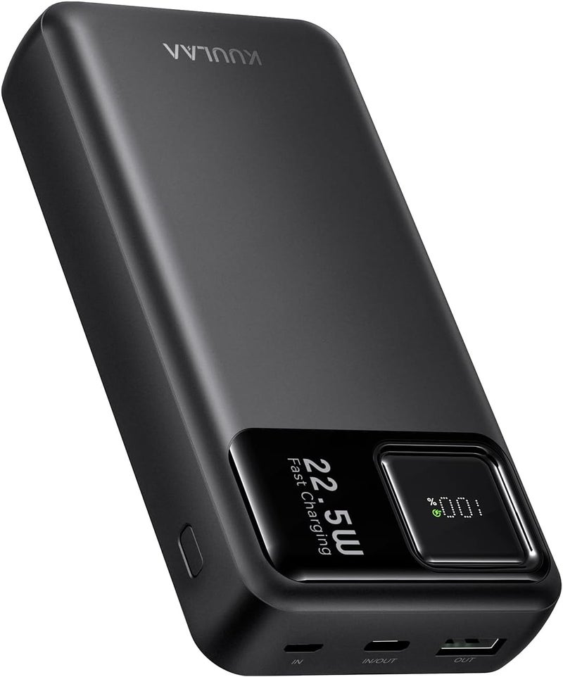KUULAA Power Bank 20000mAh, Portable Charger 22.5W Fast Charging, Powerbank with LED Display Compatible with iPhone 16 15 14 13 12 Samsung iPad - Black - Image 1