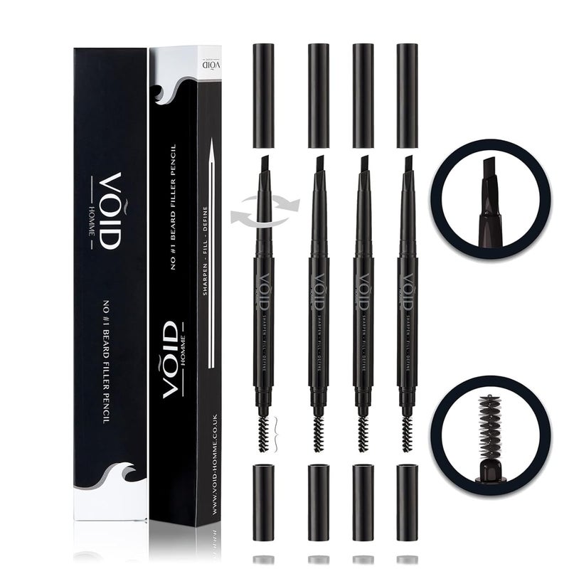 VOID Homme Instant Beard Filler Pen Kit for Men Dark Brown Set of 4  Full Beards Waterproof Pencil Liner and Easy Beard Filling