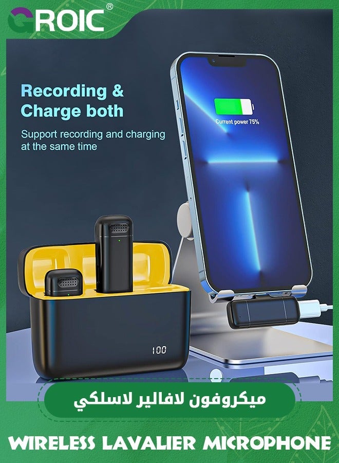 GROIC Microphone Professional Wireless Lavalier for Compatibility iPhone iPad. Clip on Lapel with Charging Case, Video Recording, Interview, Plug and Play, Auto Sync, Noise Reduction  - Image 4