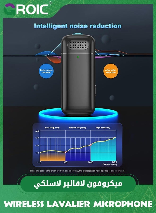 GROIC Microphone Professional Wireless Lavalier for Compatibility iPhone iPad. Clip on Lapel with Charging Case, Video Recording, Interview, Plug and Play, Auto Sync, Noise Reduction  - Image 5