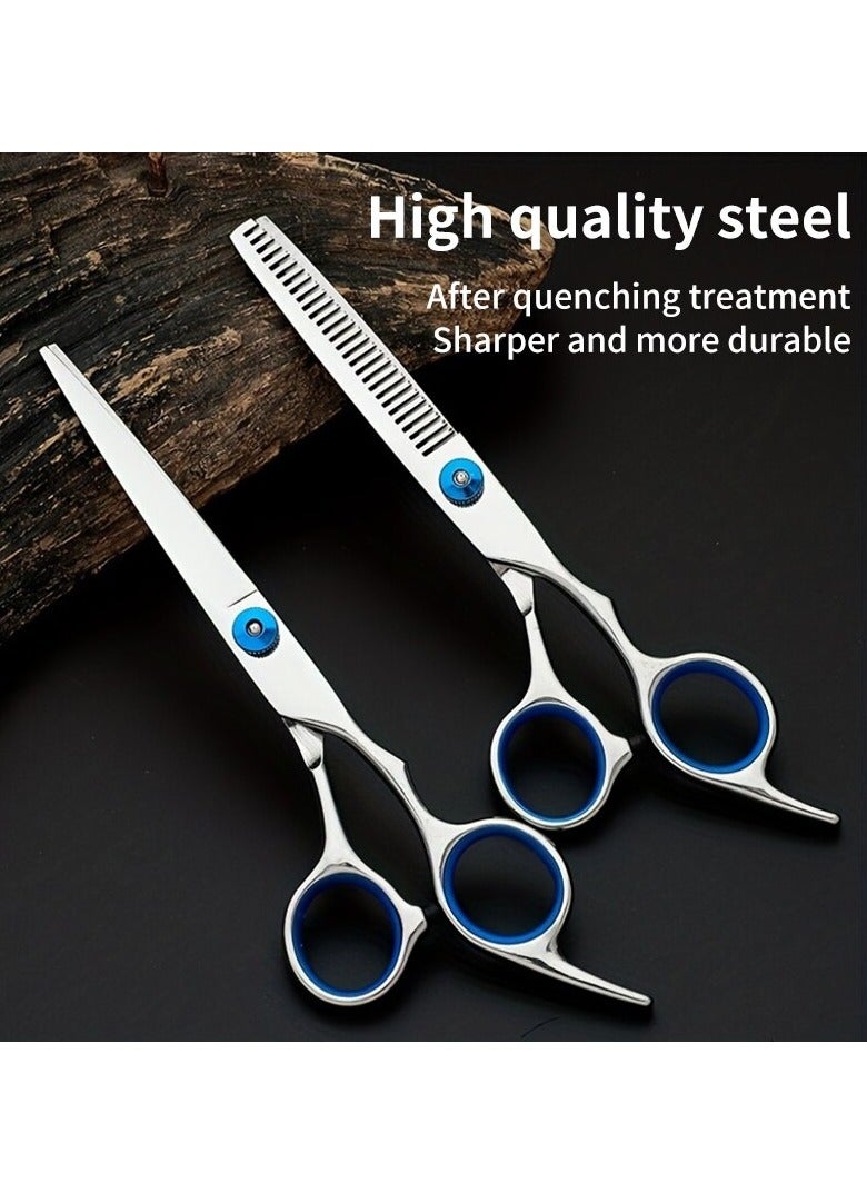 AROAQ مقص قص الشعر، مقصات تصفيف الشعر متعددة الوظائف، مقصات تخفيف احترافية من الفولاذ المقاوم للصدأ، مقص قص الشعر متعدد الاستخدامات للرجال والنساء، (مقصات مستقيمة) - Image 2