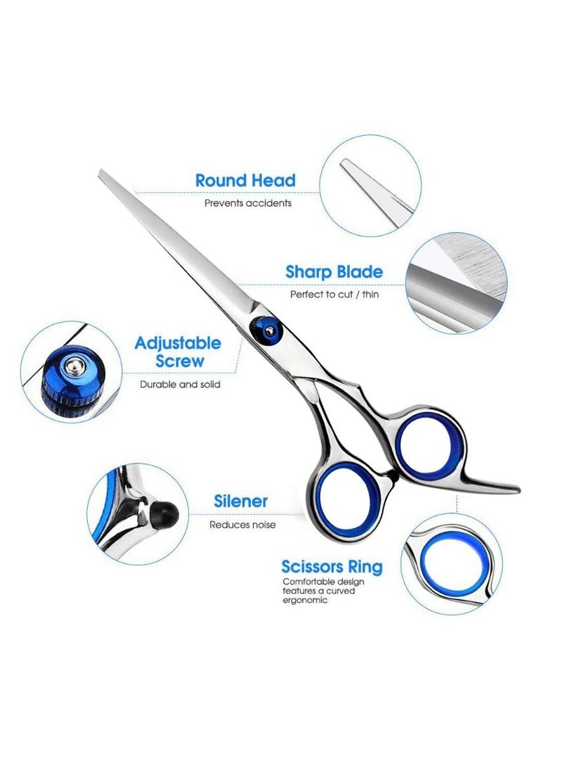 AROAQ مقص قص الشعر، مقصات تصفيف الشعر متعددة الوظائف، مقصات تخفيف احترافية من الفولاذ المقاوم للصدأ، مقص قص الشعر متعدد الاستخدامات للرجال والنساء، (مقصات مستقيمة) - Image 4