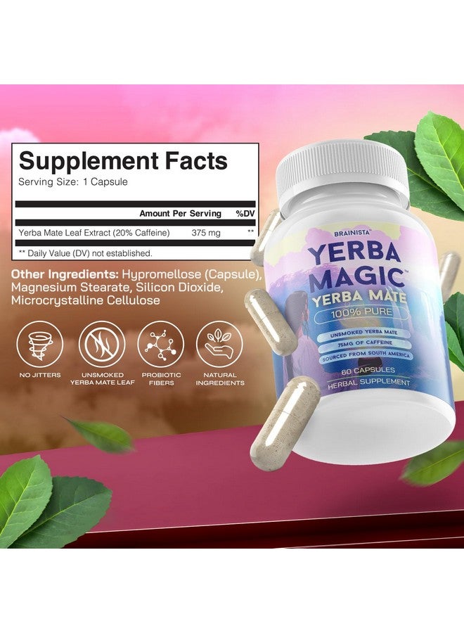 BRAINISTA 100% Yerba Mate Capsules - Clean Energy, Brain Fog Buster, and Gut Health | Yerba Magic Natural Caffeine with 30 Servings - Image 2