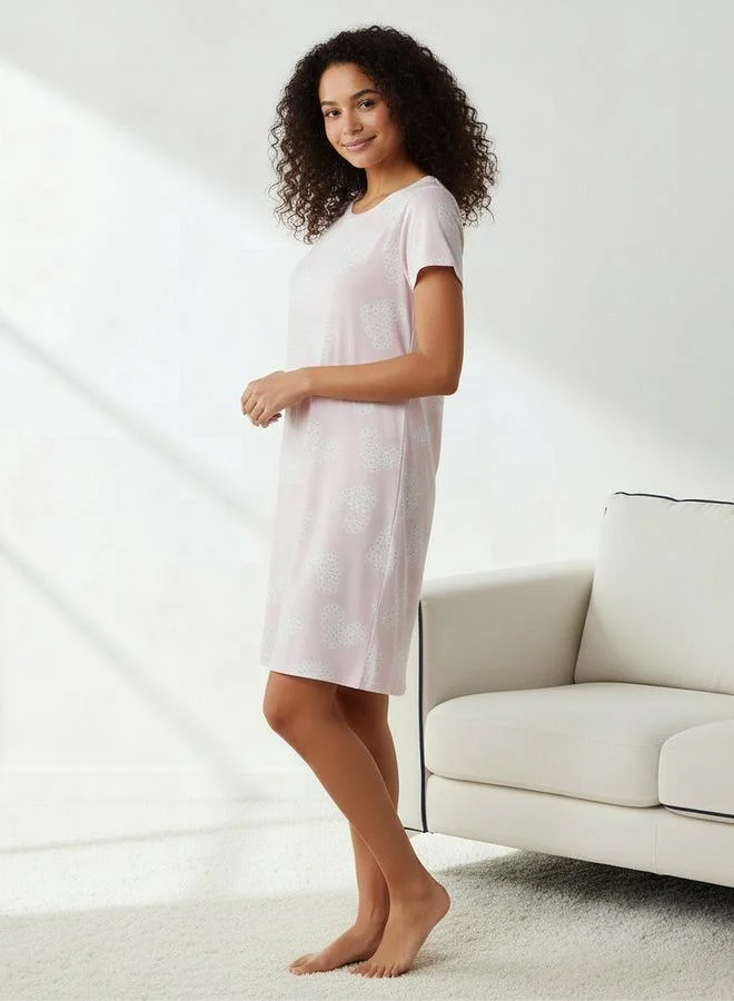 Splash FAV Set of 2 - Night Dress Short Sleeve Floral Print Cotton