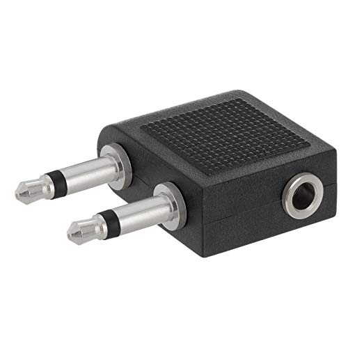 Cmple - Audio Airplane Adapter Dual 3.5mm Male to 3.5mm Female, Airline Flight Headphone Stereo Audio Adapter with Two Male - Image 1