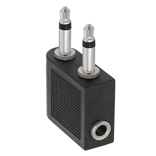 Cmple - Audio Airplane Adapter Dual 3.5mm Male to 3.5mm Female, Airline Flight Headphone Stereo Audio Adapter with Two Male - Image 2