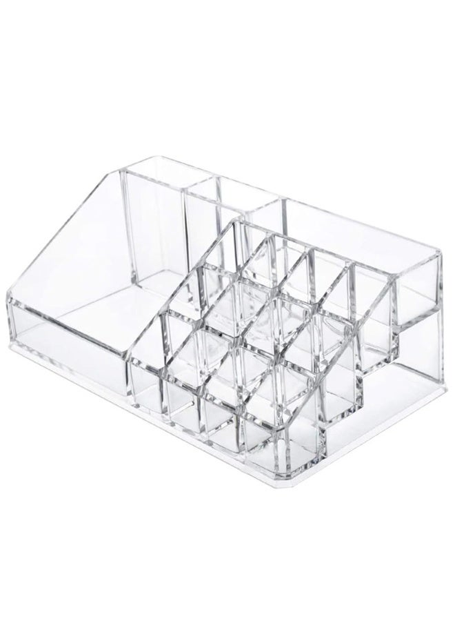 Makeup Organizer, Acrylic Lipstick Rack with 16 Sections for Lipstick, Makeup Brush, Eyeliner, Nail Gel Perfume, Save Space Cosmetic Storage Tray for Bathroom, Dressing Room, Bedroom - Image 1