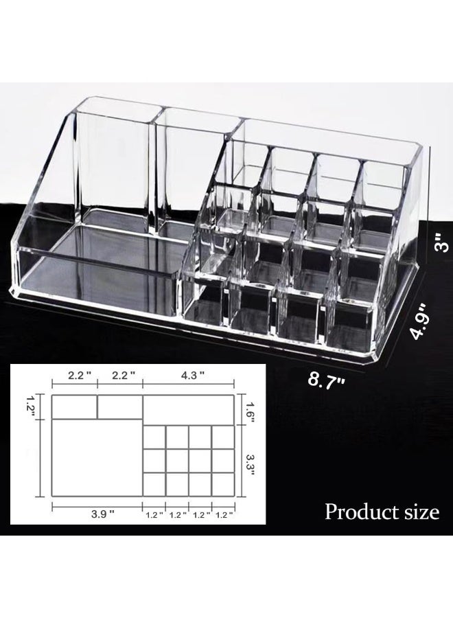 Makeup Organizer, Acrylic Lipstick Rack with 16 Sections for Lipstick, Makeup Brush, Eyeliner, Nail Gel Perfume, Save Space Cosmetic Storage Tray for Bathroom, Dressing Room, Bedroom - Image 3