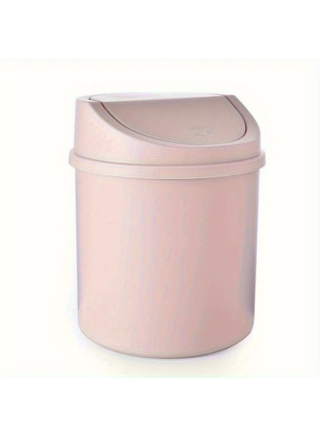 1pc White Compact Trash Can with Lid Space Saving Desktop Bin Flip Top Durable Plastic Construction For Home Office Kitchen Bathroom Bedroom Desk Vanity Small Spaces Easy To Clean Portable - Image 3