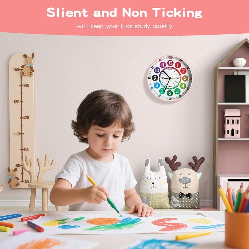 ERTYU Learning Clock for Kids，Telling Time Teaching Clock Kids Room Wall Decor for Bedrooms,Analog Clocks for Bedroom,Living Room,Kitchen,Office,School Classroom - Image 5