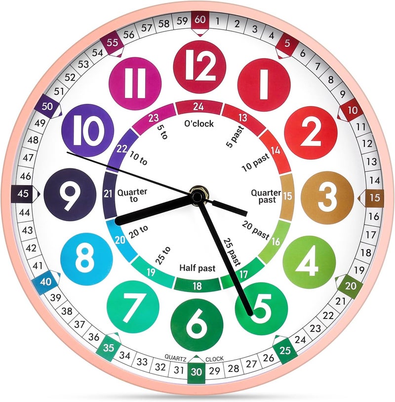 ERTYU Learning Clock for Kids，Telling Time Teaching Clock Kids Room Wall Decor for Bedrooms,Analog Clocks for Bedroom,Living Room,Kitchen,Office,School Classroom - Image 1