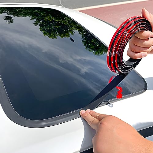 BESULEN 26 Ft Car Windshield Weather Stripping, T Shape 14mm+19mm As a Set, Adhesive Rubber Seal Strip, Auto Sunroof Sealing Gasket, Front Rear Windshield Trim Leak Sound Proofing Weatherstrip - Image 3