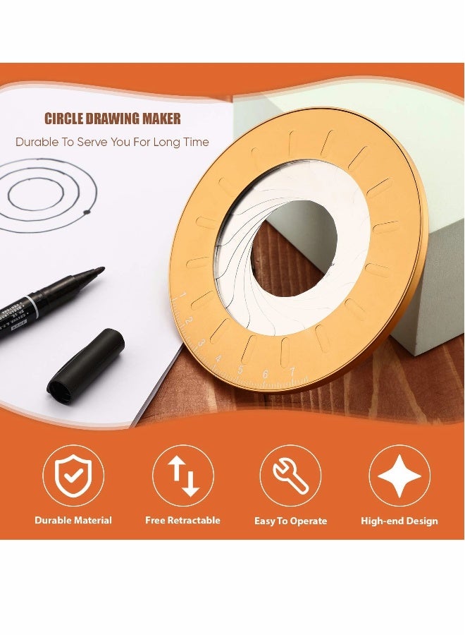 Circle Drawing Tool, Alloy Adjustable Circular Template Measuring Geometric for Designer Woodworking (Yellow) - Image 3