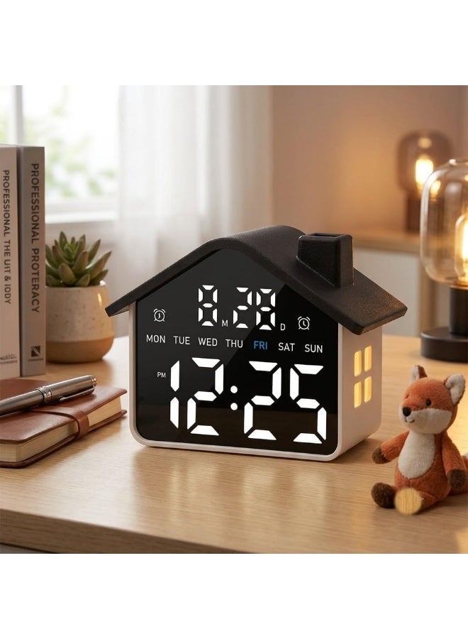 LED Digital Alarm Clock with Ambient Light, Large Display Time, Date, Day, Modern Home Design, Table Clock for Bedroom Office, Dual Alarm Clock with Night Light for Decor. - Image 2