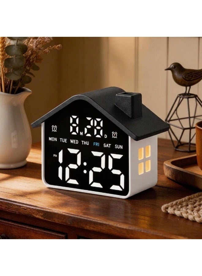 LED Digital Alarm Clock with Ambient Light, Large Display Time, Date, Day, Modern Home Design, Table Clock for Bedroom Office, Dual Alarm Clock with Night Light for Decor. - Image 4