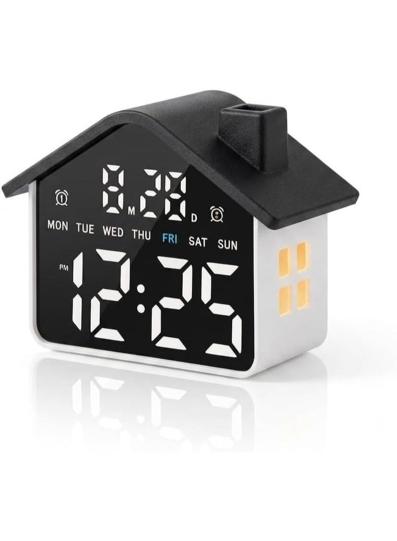 LED Digital Alarm Clock with Ambient Light, Large Display Time, Date, Day, Modern Home Design, Table Clock for Bedroom Office, Dual Alarm Clock with Night Light for Decor. - Image 1